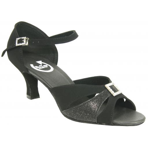 RACHEL - black nubuck / black glitter 2.5" or 3" heel