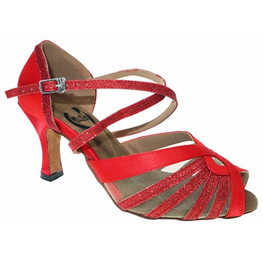 AMY - red satin + red glitter 2.25" or 3" heel