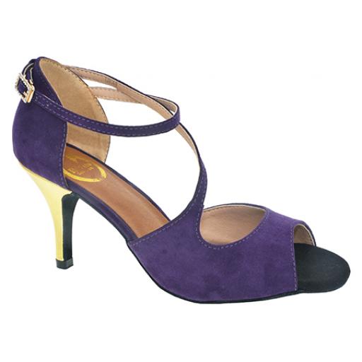 NICOLA - purple / gold 3" or 2.25" heel