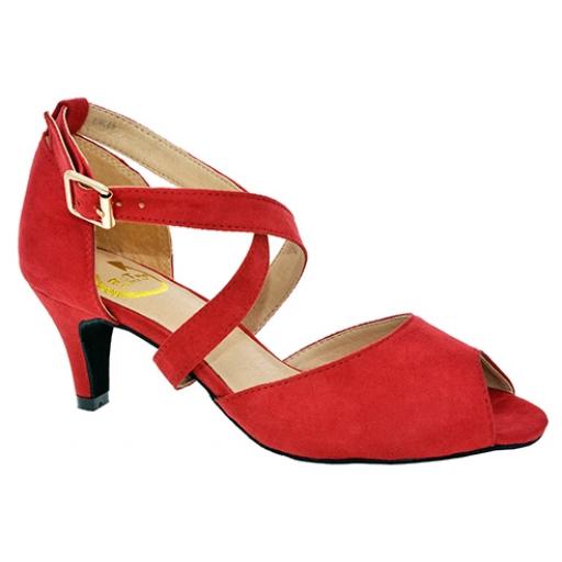 CLAIRE - RED NUBUCK 2.25&quot; OR 3&quot; heels